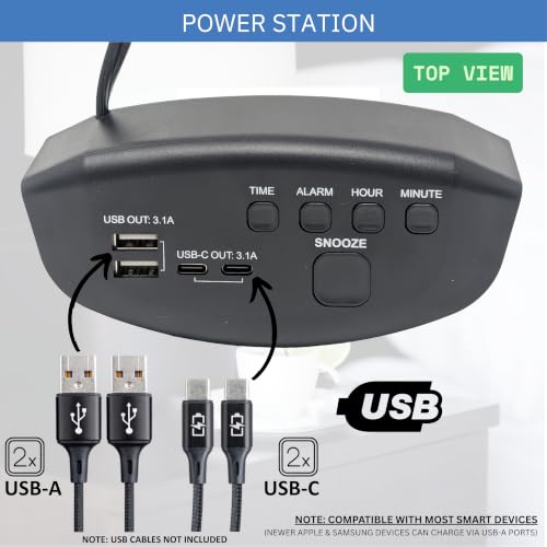 Digital Alarm Clocks for Bedrooms, 2 x USB-C and 2 x USB-A Charging Ports. Loud Alarm Clock for Heavy Sleepers Perfect for Bedroom, Desk, and Office.